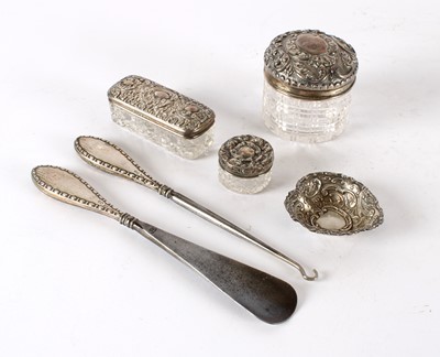 Lot 27 - A Group of Victorian and Later Silver and Silver Mounted Dressing Accessories