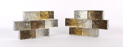 Lot 322 - Pair of Italian Modernist Glass and Stainless Steel Wall Lights