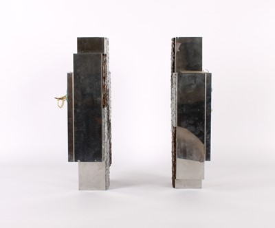 Lot 322 - Pair of Italian Modernist Glass and Stainless Steel Wall Lights