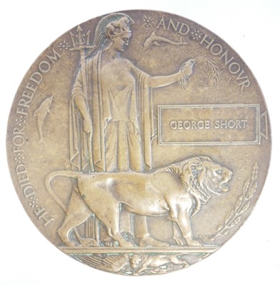 Lot 310 - WWI death penny or memorial plaque for George...