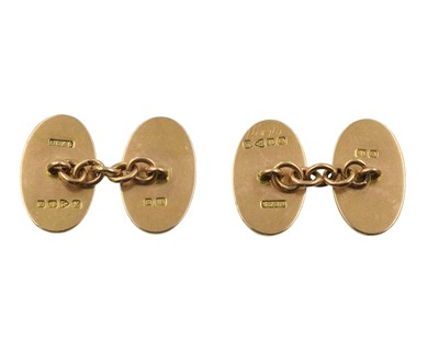 Lot 18ct yellow gold and enamel cufflinks