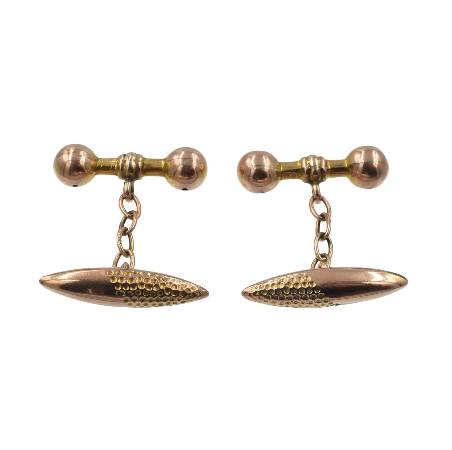 Lot 47 - Victorian 9ct gold hollow torpedo cufflinks