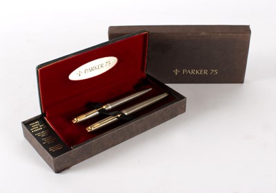 Lot 296 - A Parker "75" Sterling Silver Fountain and Ballpoint Pen Set
