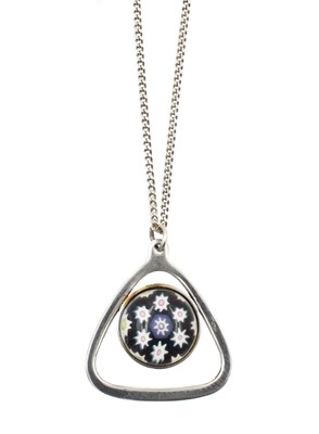 Lot 73 - A vintage silver and glass Mille Fiori pendant, by Caithness Glass