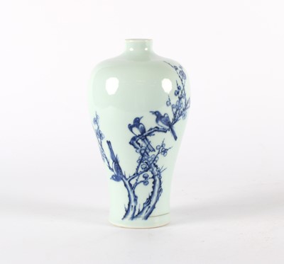 Lot 75 - A Chinese Underglaze Blue and Pale Celadon Meiping Vase