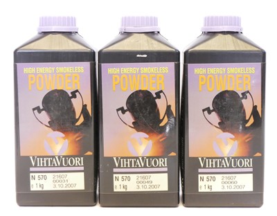 Lot 890 - Three tubs of VihtaVuori smokeless powder N570...