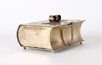 Lot 15 - A Rare Victorian Novelty Silver Plated Biscuit Tin Modelled as an Ornately Bound Book