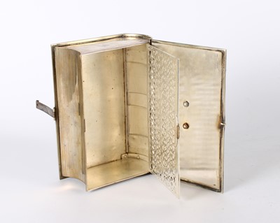 Lot 15 - A Rare Victorian Novelty Silver Plated Biscuit Tin Modelled as an Ornately Bound Book
