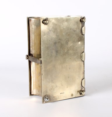Lot 15 - A Rare Victorian Novelty Silver Plated Biscuit Tin Modelled as an Ornately Bound Book