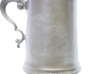 Lot 714 - Pewter rifle competition tankard, depicting a...