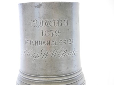 Lot 714 - Pewter rifle competition tankard, depicting a...