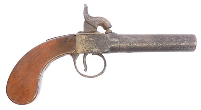 Lot 9 - Percussion 48 bore boxlock pistol, 3inch...
