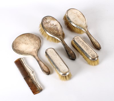 Lot 6 - A George V Silver Mounted Six Piece Dressing Set