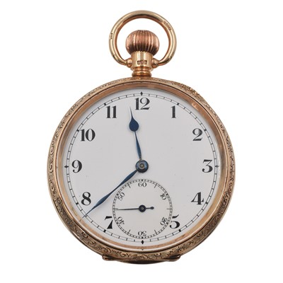 Lot A 9ct gold open-faced pocket watch by Rolex