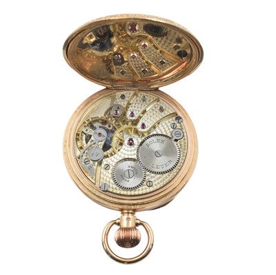 Lot A 9ct gold open-faced pocket watch by Rolex