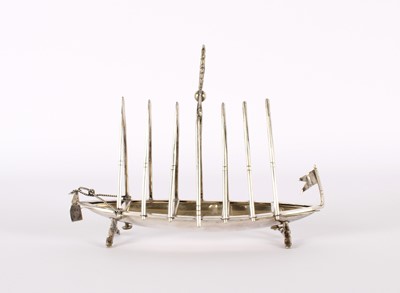Lot 16 - A Victorian Rowing Interest Novelty Silver Plated Toast Rack Trophy
