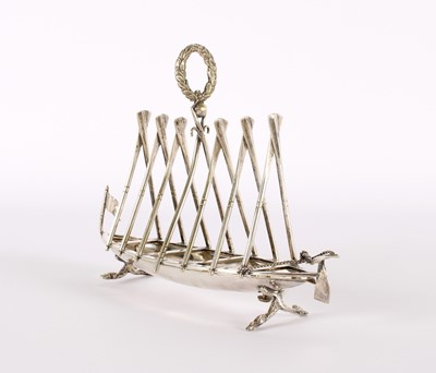 Lot 16 - A Victorian Rowing Interest Novelty Silver Plated Toast Rack Trophy