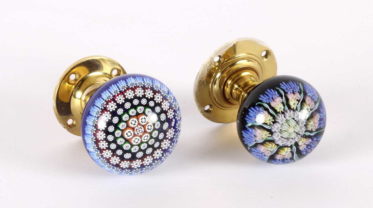 Lot 31 - Two Perthshire Millefiori Glass Paperweight Door Handles