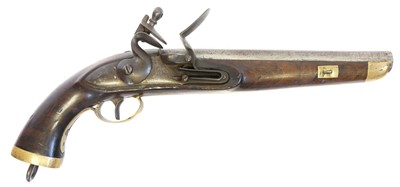 Lot 5 - Belgian Sea Service flintlock pistol, 9 inch...