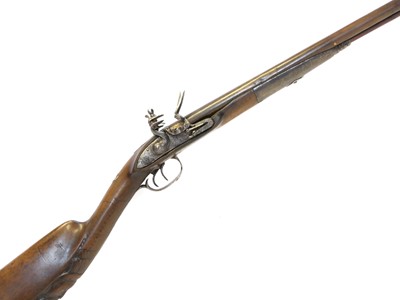 Lot 68 - Continental flintlock 20 bore double barrel...