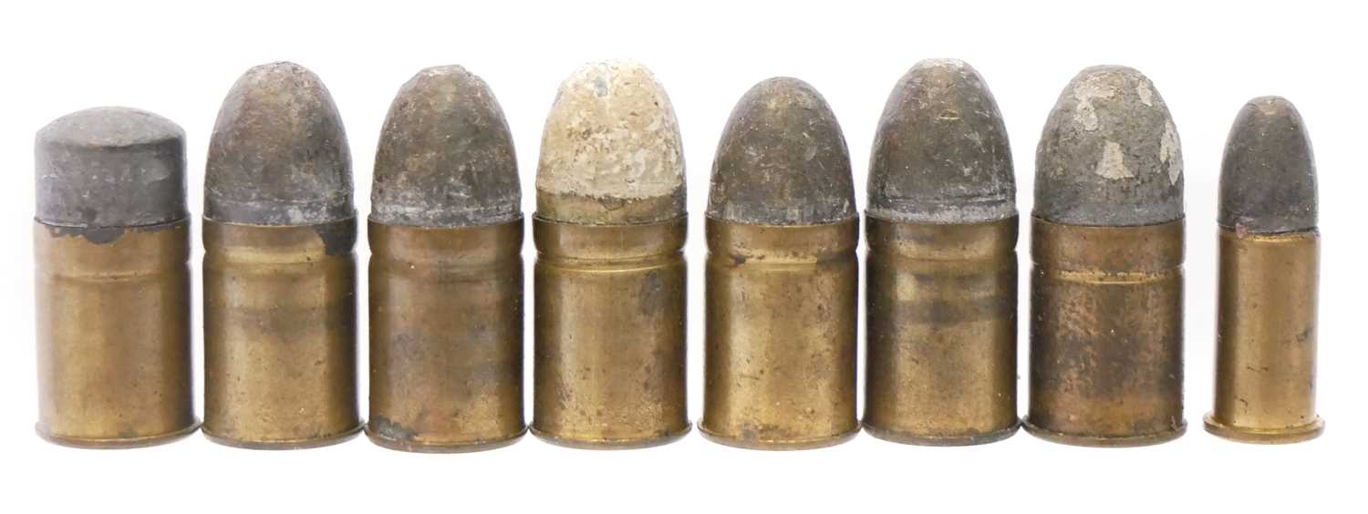 Lot 736 - Seven inert .450 Mk III revolver cartridges,...