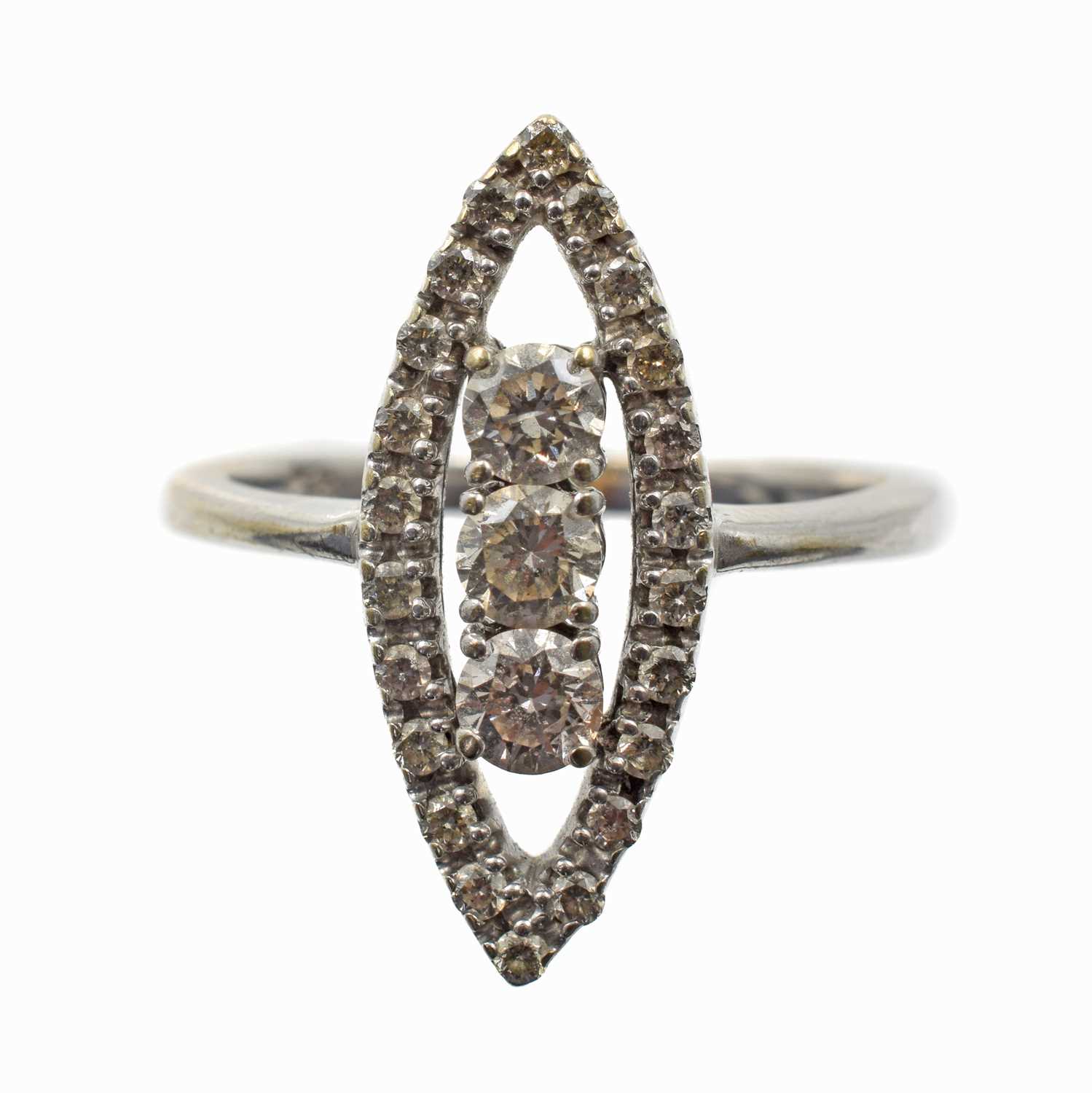 Lot A 9ct white gold diamond cluster ring