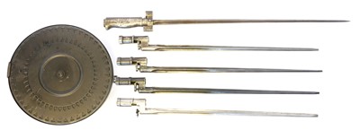 Lot 224 - Five cruciform bayonets, to include three...