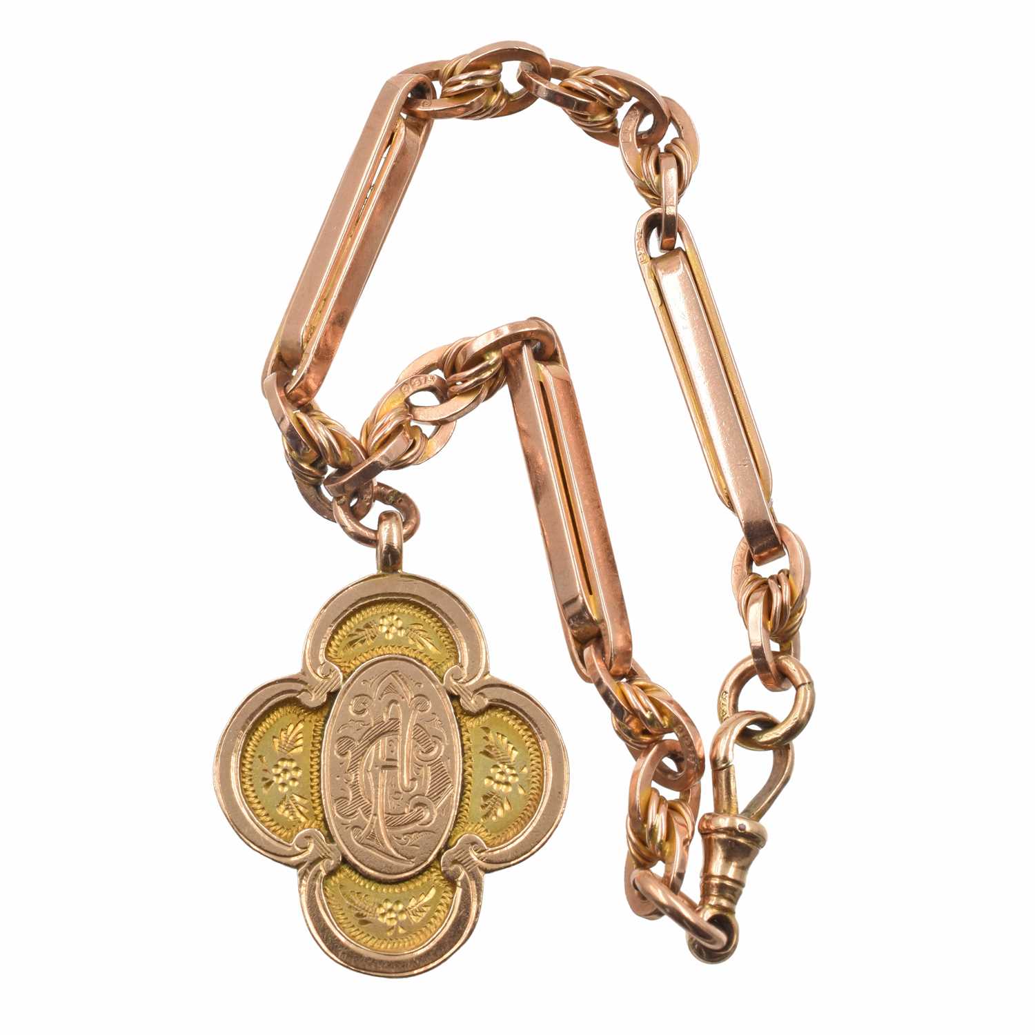 Lot A Victorian 9ct rose gold Albert watch chain