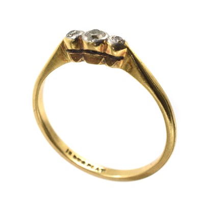 Lot A vintage 18ct yellow gold and platinum three-stone diamond ring