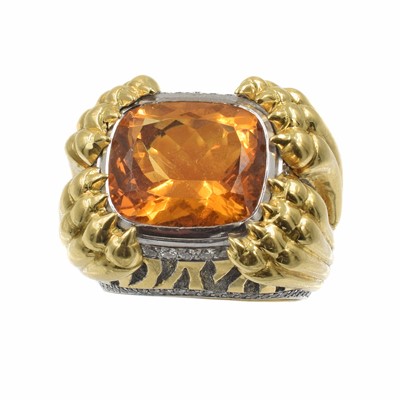 Lot A Theo Fennell 18ct white and yellow gold citrine and diamond ring