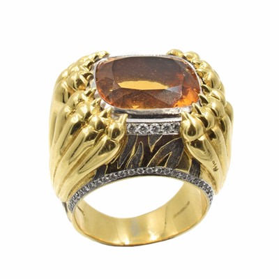 Lot A Theo Fennell 18ct white and yellow gold citrine and diamond ring
