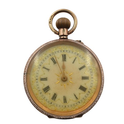Lot 180 - A 9ct floral-engraved pocket watch