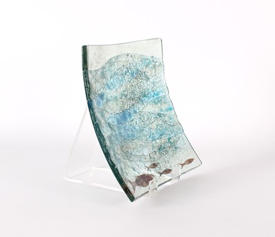 Lot 5 - Large 'Fish and Waves' Fused Glass Panel