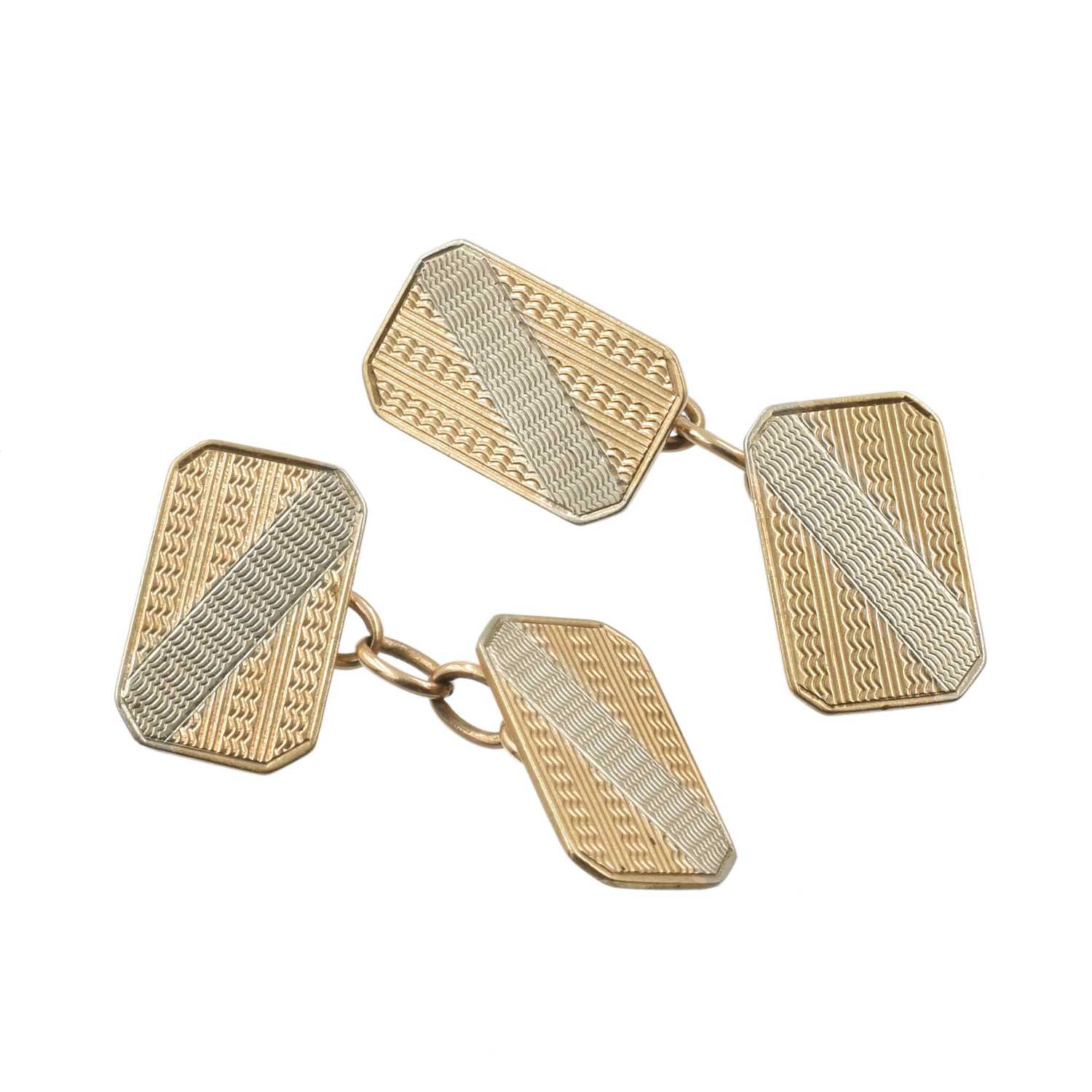 Lot 17 - A pair of Alabaster & Wilson 9ct yellow and white gold cufflinks