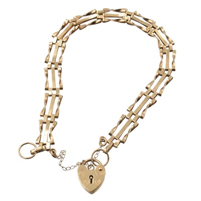 Lot A 9ct yellow gold gate link bracelet
