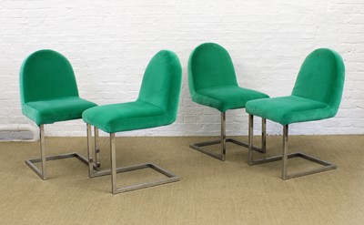 Lot Set of Four Chromed Cantilever Framed Dining or Side Chairs