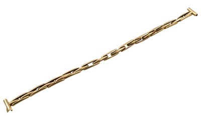 Lot A yellow metal gold 'Britannic' expanding watch bracelet