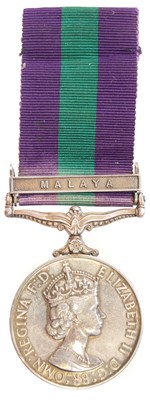 Lot Elizabeth II General Service Medal with Malaya...