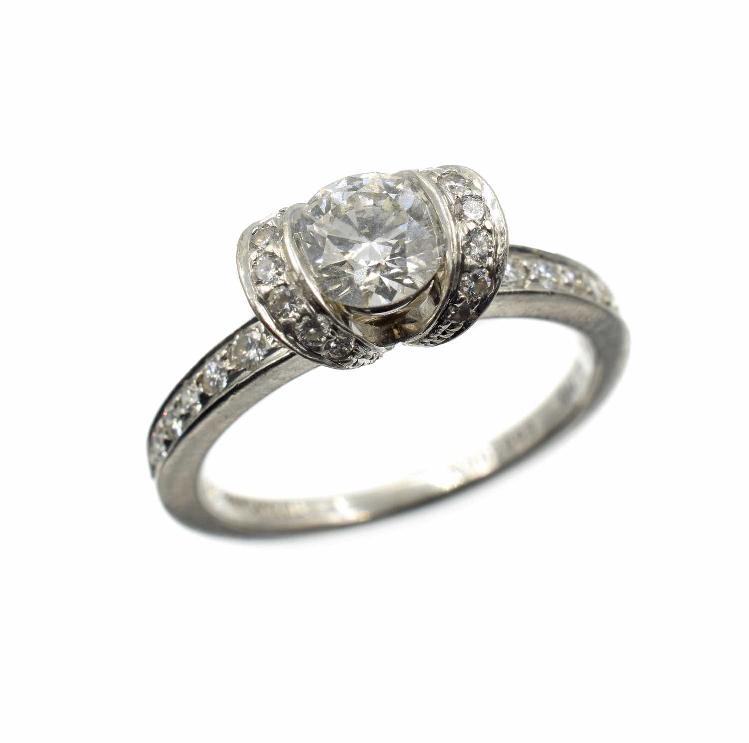 Lot A Tiffany & Co. Platinum Diamond 'Ribbon' ring