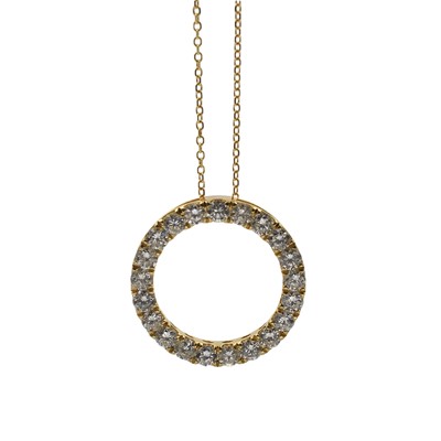 Lot An 18ct yellow gold diamond pendant necklace
