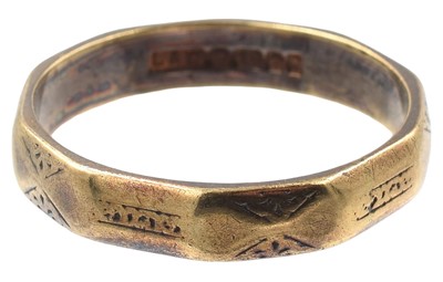 Lot An 18ct yellow gold geometric ring
