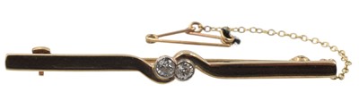 Lot A yellow metal diamond bar brooch