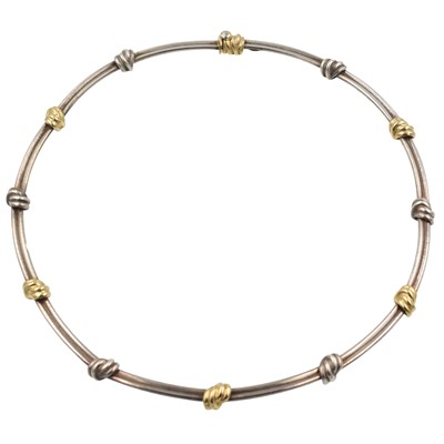 Lot A silver and yellow metal necklace