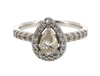 Lot 202 - A platinum diamond pear-shaped cluster ring by Beaverbrooks