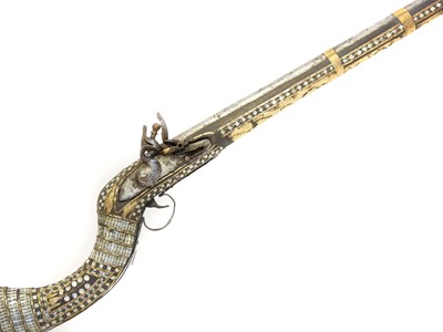 Lot Afghan flintlock Jezail, with 46 inch sighted...