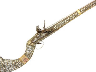 Lot Afghan flintlock Jezail, with 38 inch sighted...