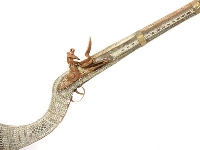 Lot Afghan flintlock Jezail, with 38.5inch sighted...
