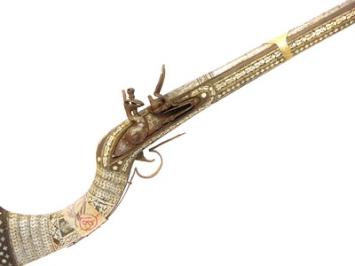 Lot Afghan flintlock Jezail, with 42 inch sighted...