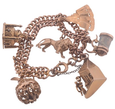 Lot 61 - A 9ct yellow charm bracelet