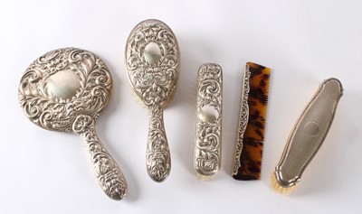 Lot An Elizabeth II Silver Mounted Four-Piece Vanity Set